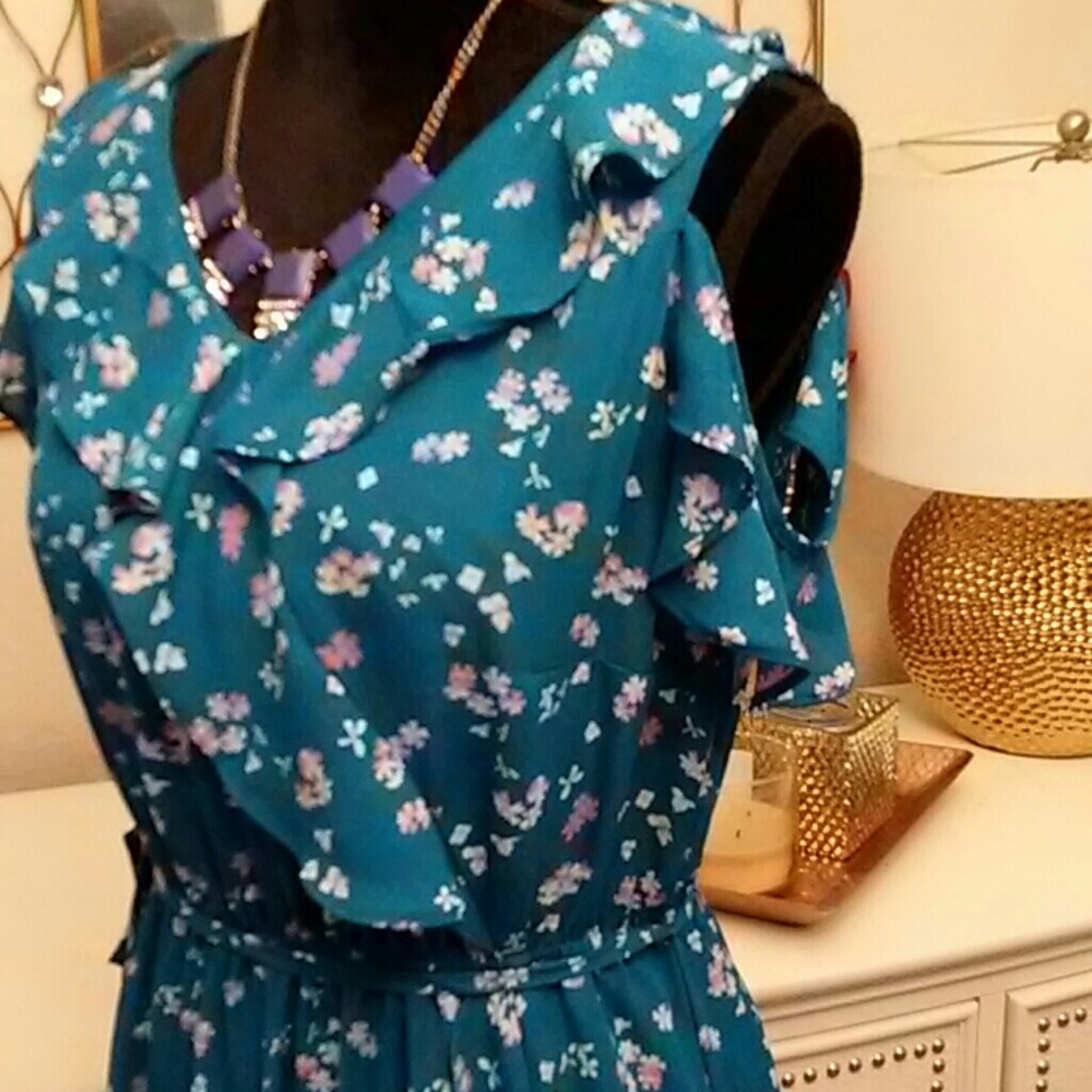 Blue Ruffle Dress - Picture 3 of 4